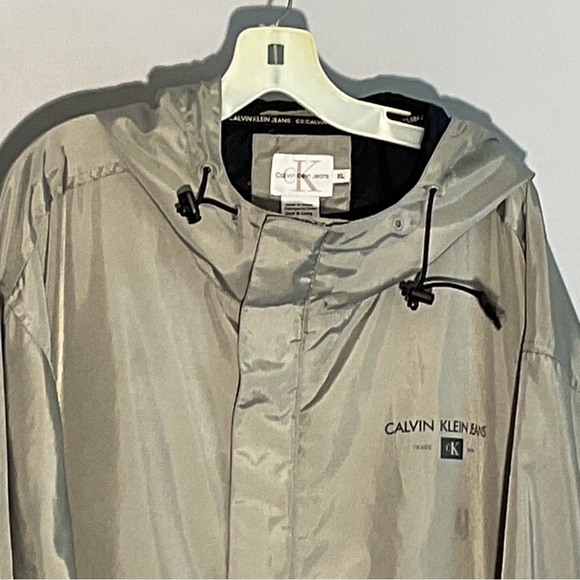 Calvin Klein Jeans Men’s XL Hooded, Full Zip, M. Anorak Gray Jacket - Picture 7 of 16